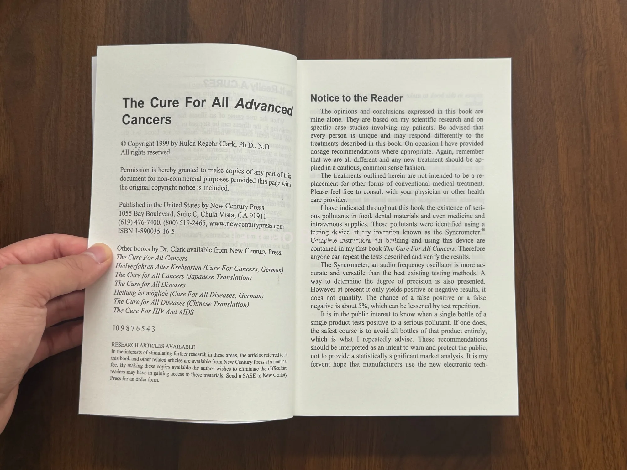 The Cure for All Advanced Cancers Book By Dr. Hulda Clark | Tumor Treatment Natural Therapy Guide  Libros