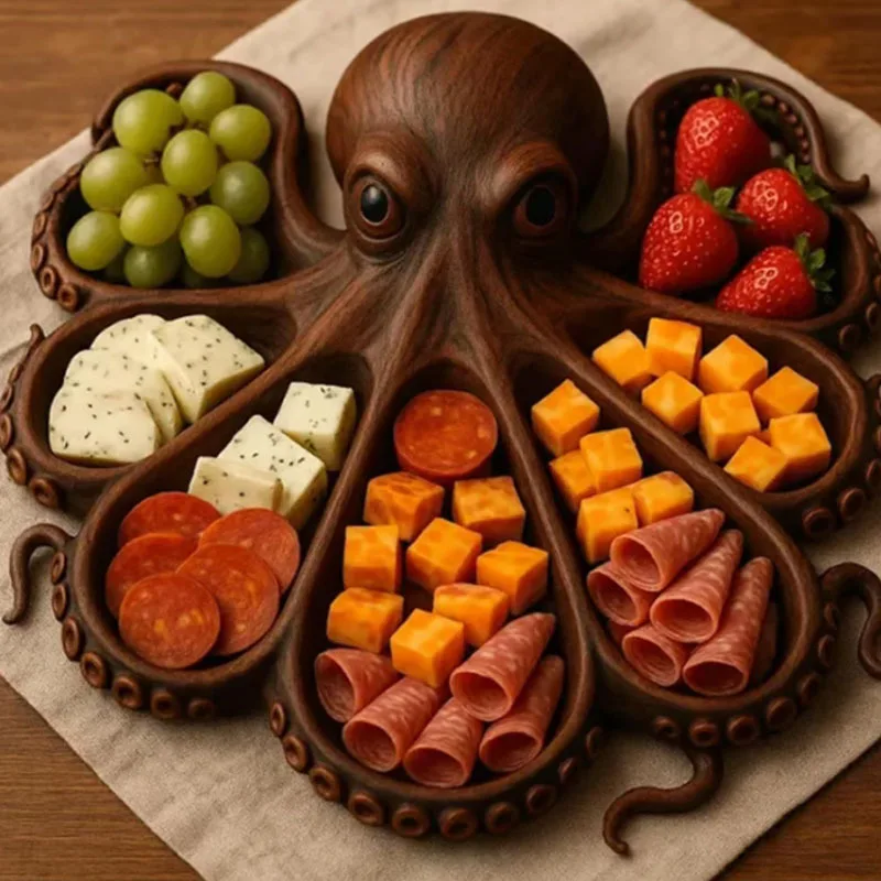 

Octopus Charcuterie Platter Creative Wooden Octopus Modeling Fruit Snack Tray Table Decoration Ornaments Home Decor