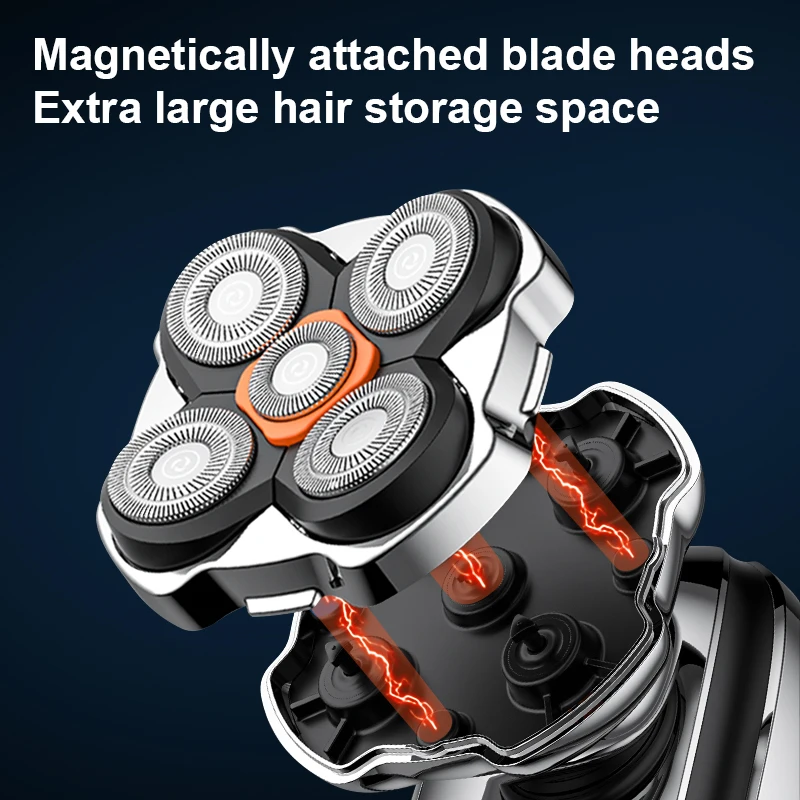 Resuxi LK-5610 ترقية 5D ماكينة حلاقة كهربائية دوارة ل التجارية مقاوم للماء IPX6 شفرة مغناطيسية قابلة للشحن LCD ماكينة حلاقة الرأس