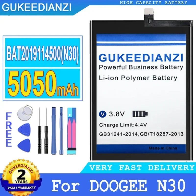 

Rechargeable Mobile Phone Batteries For Doogee N30, 5050mAh, BAT2019114500, N30 Cell Phone Portable Battery High Capacity