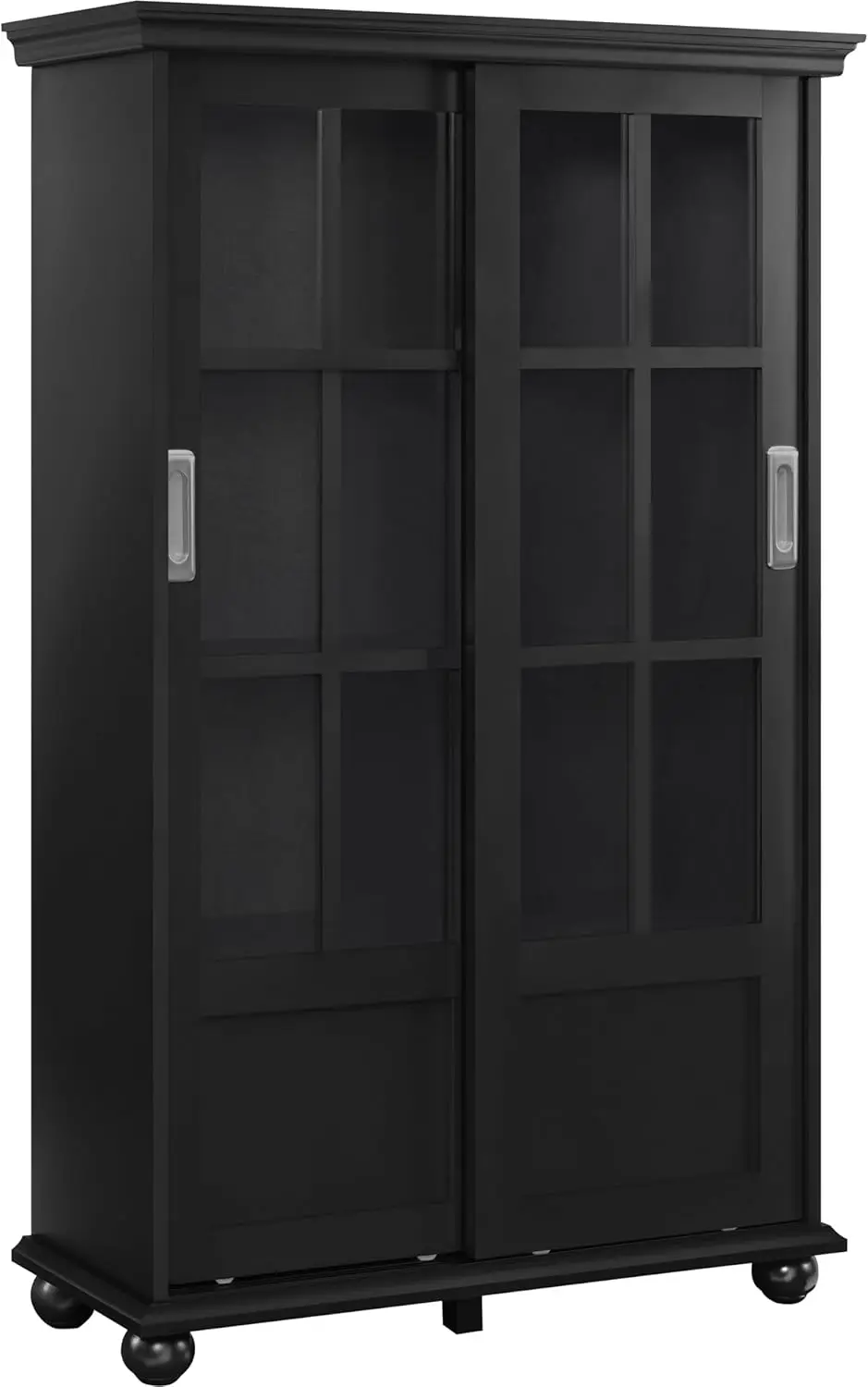 Home Aaron Lane Bookcase with Sliding Glass Doors, Black