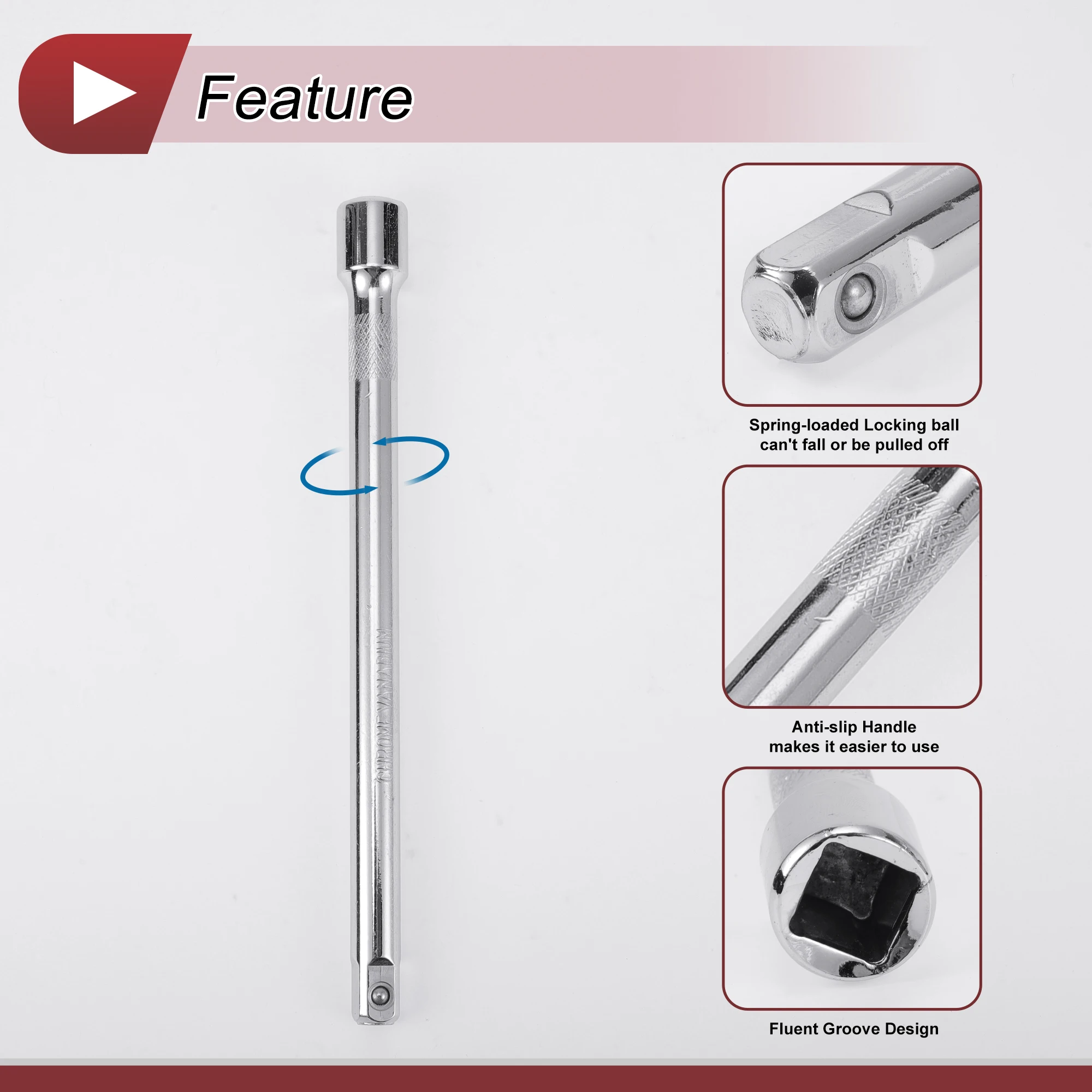 Motoforti Presa di Impatto Barra di Prolunga Presa di Estensione Strumento 250x22mm 260x23mm Acciaio Al Carbonio per Moto 1/2 Pollici Drive