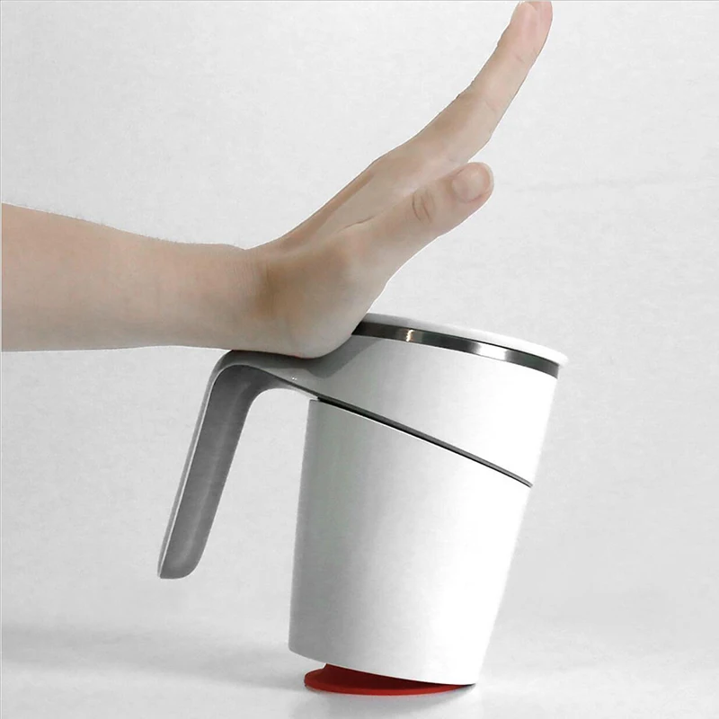 

Fiu Elegent Not Pouring Cup Anti Spill Suction Vacuum Bottom Stainless Inner 2-layer Cup Mug Nonslip Office Sucker Splash Proof