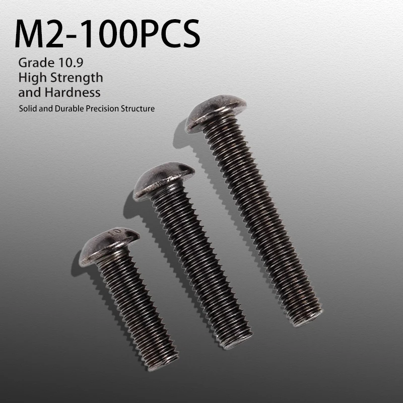 High Toughness Alloy Steel 10.9 Grade Black Nickel Pan Head Hex Socket Screws, High Strength Home Maintenance Fastening Hardware