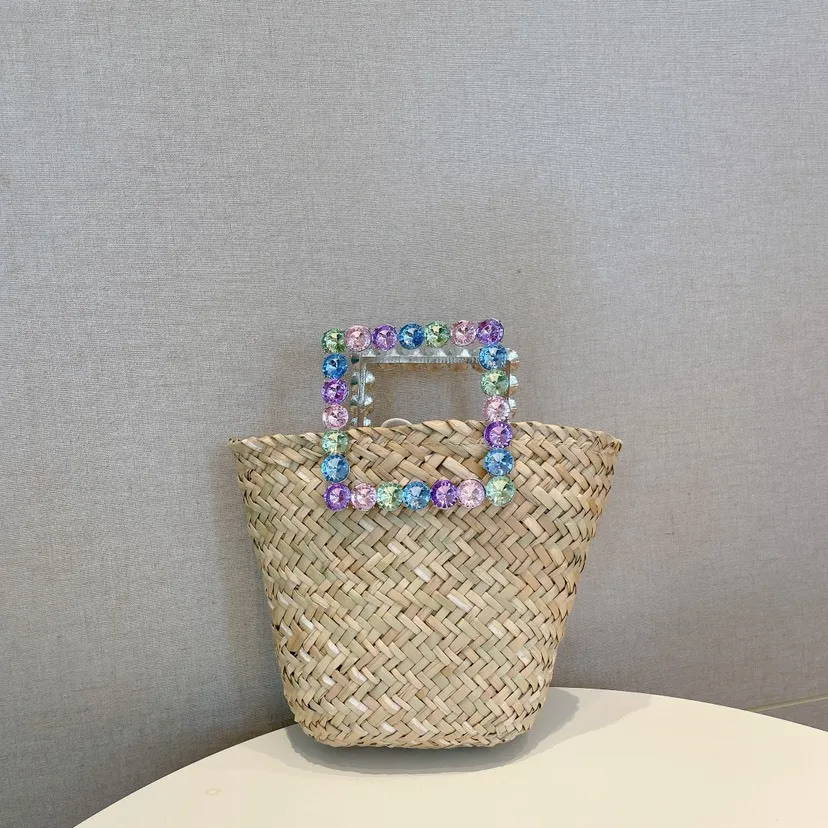 Handmade Diamond Woven Straw Bag Designer Luxury Bag Handbag For Women 2023 High Quality Summer Bali Vacations Beach Bag Purses