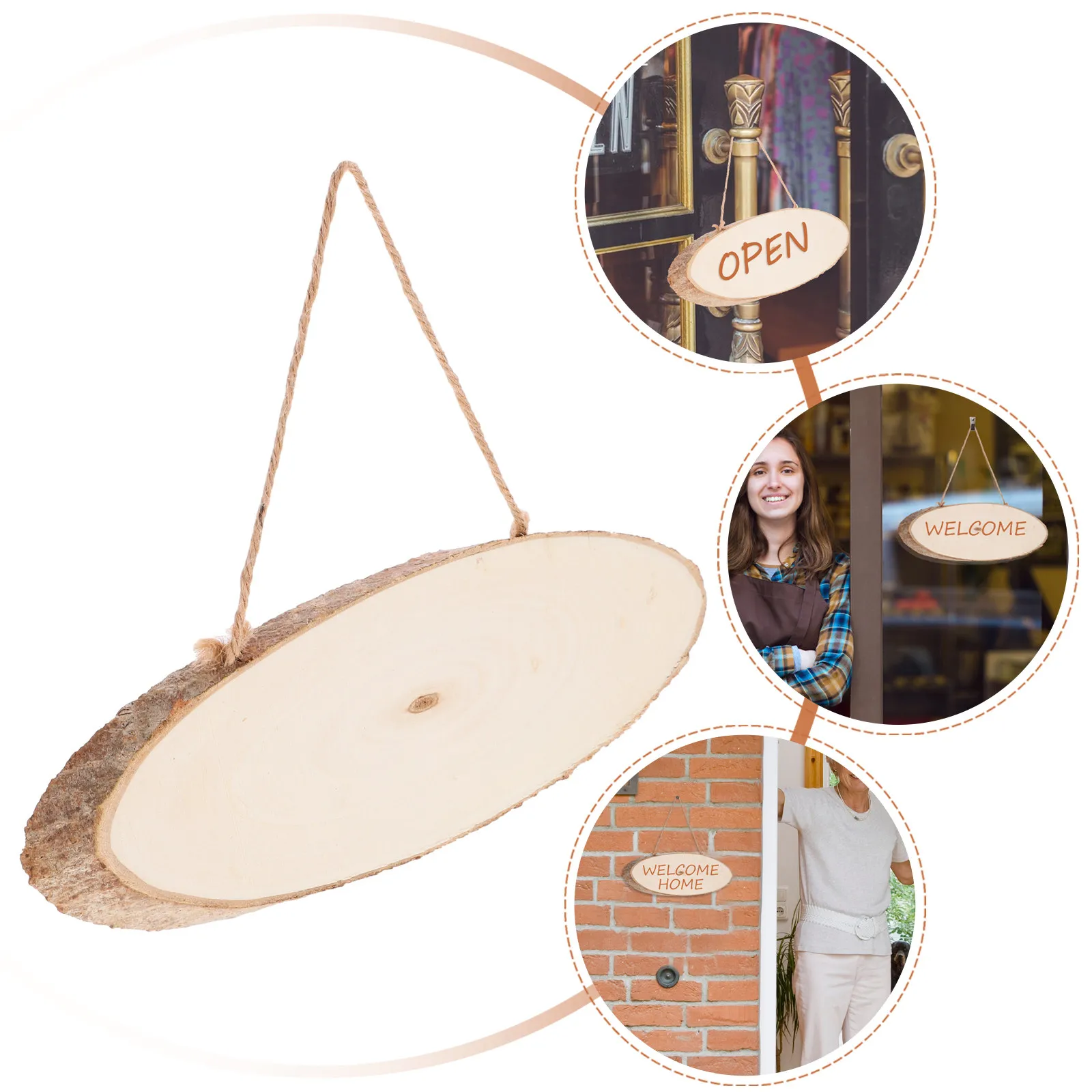 Oval Shape Unfinished Wood Sign Sturdy Hanging DIY Wood Plaque Decor Wooden Board for Shop Decoration Wooden Chip
