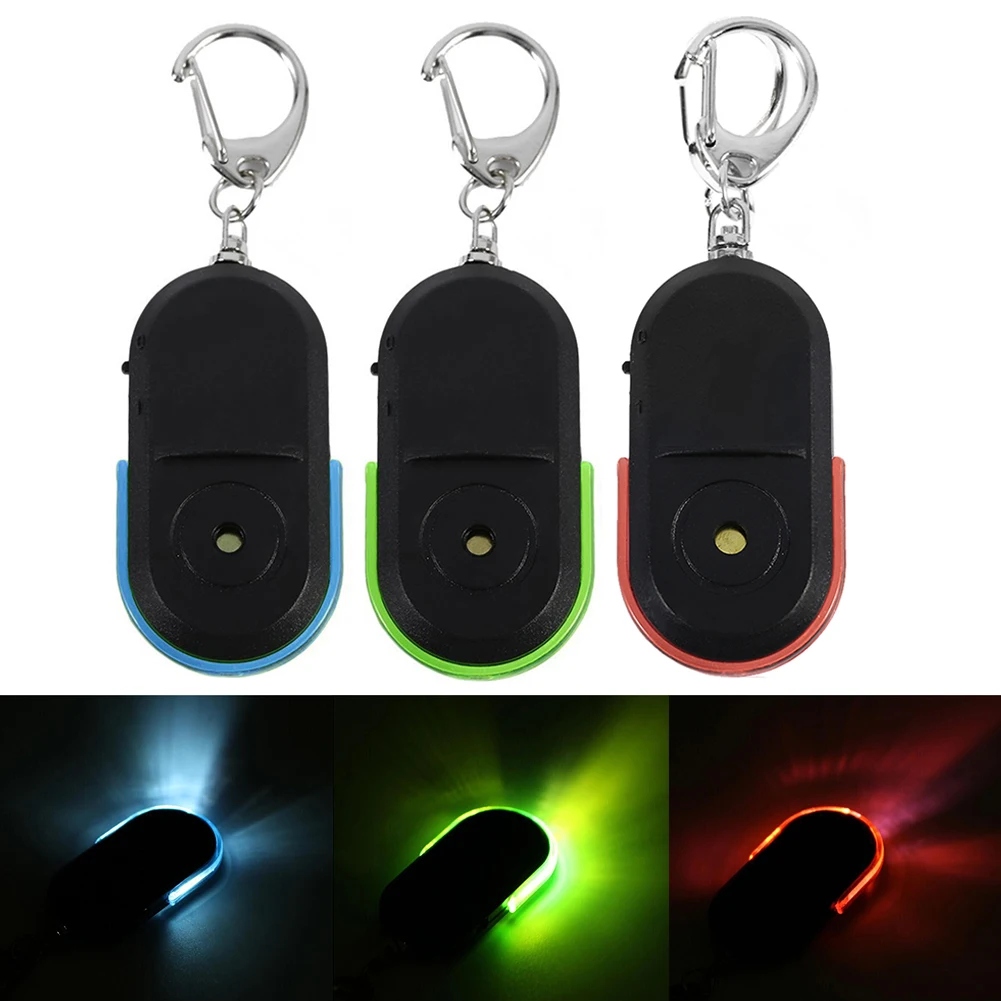 Wireless Whistle Sound Key Finder com luz LED, Mini Anti Lost Key Finder, Localizador de Chaveiros, 10m, Atacado