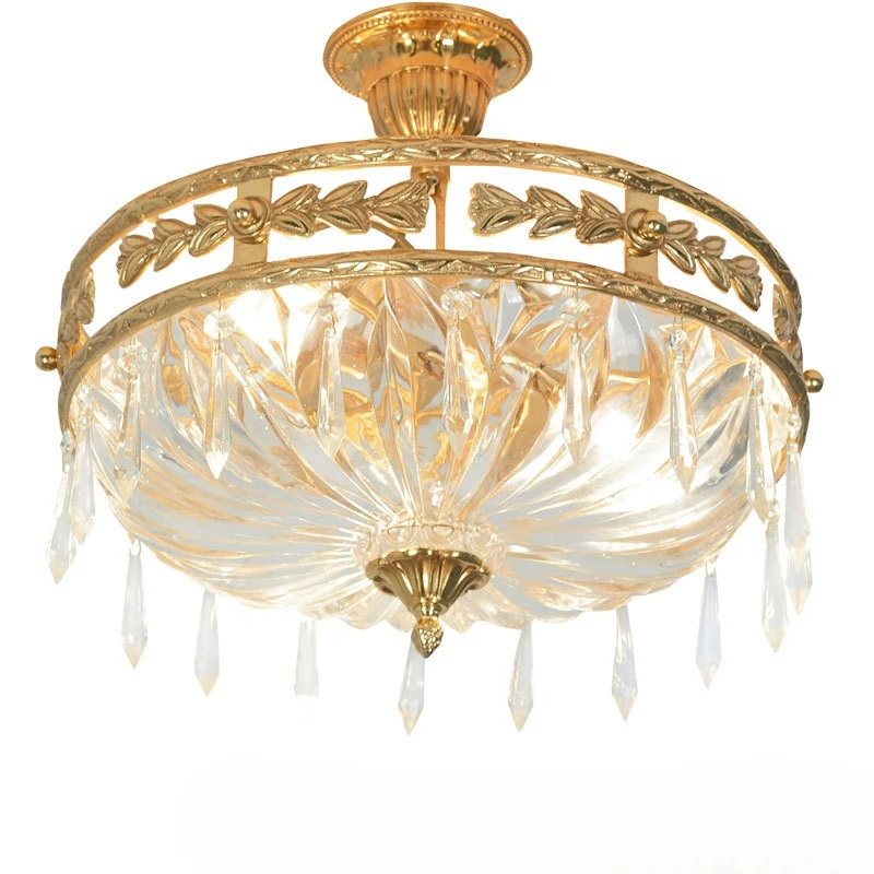 

European style, all copper, crystal, ceiling lamp, villa, restaurant, luxury, entrance, retro