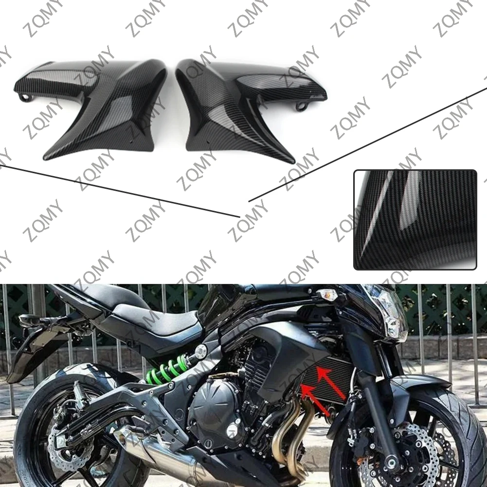 

Carbon Fiber ABS Motorbike Injection Radiator Cover Panel Fairing Left & Right 2Pcs For Kawasaki ER6N 2012 2013 2014 2015 2016