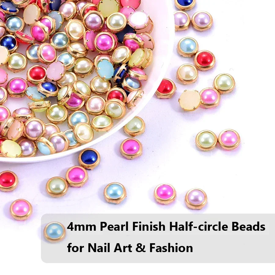 200Pcs 3D Nail Art Pearly Beads Assorted Colors 4mm Size Nail Charm for DIY Nail Decorations Jewelry Making