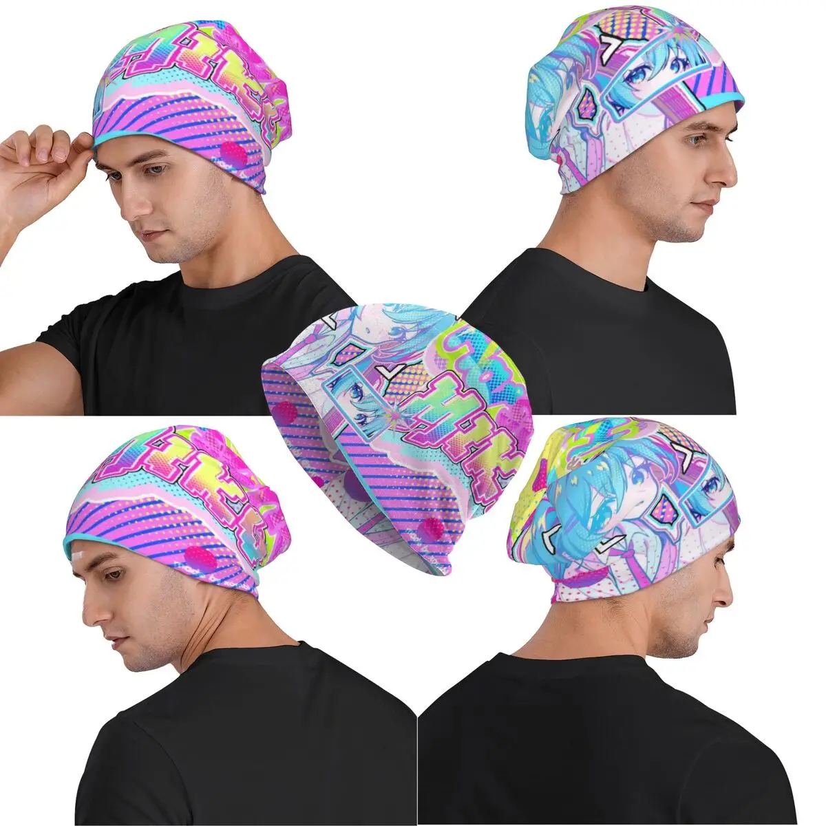 Hatsune Miku Chemo Beanie Cap Women Men Winter Streetwear Skullies Cap Bonnet Knitted Hat