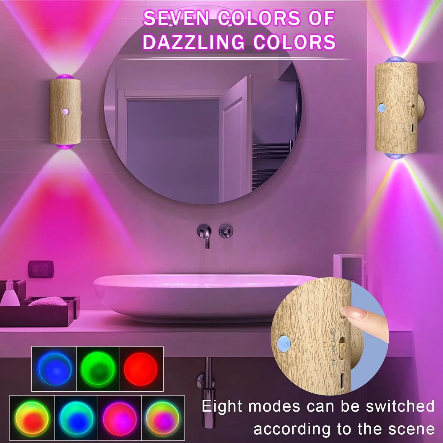 

1 шт. светодиодный датчик движения, ночные огни, теплый USB перезаряжаемый магнитный монтажный настенный светильник, 15 цветов RGB, светильник для лестницы, комнатная лампа