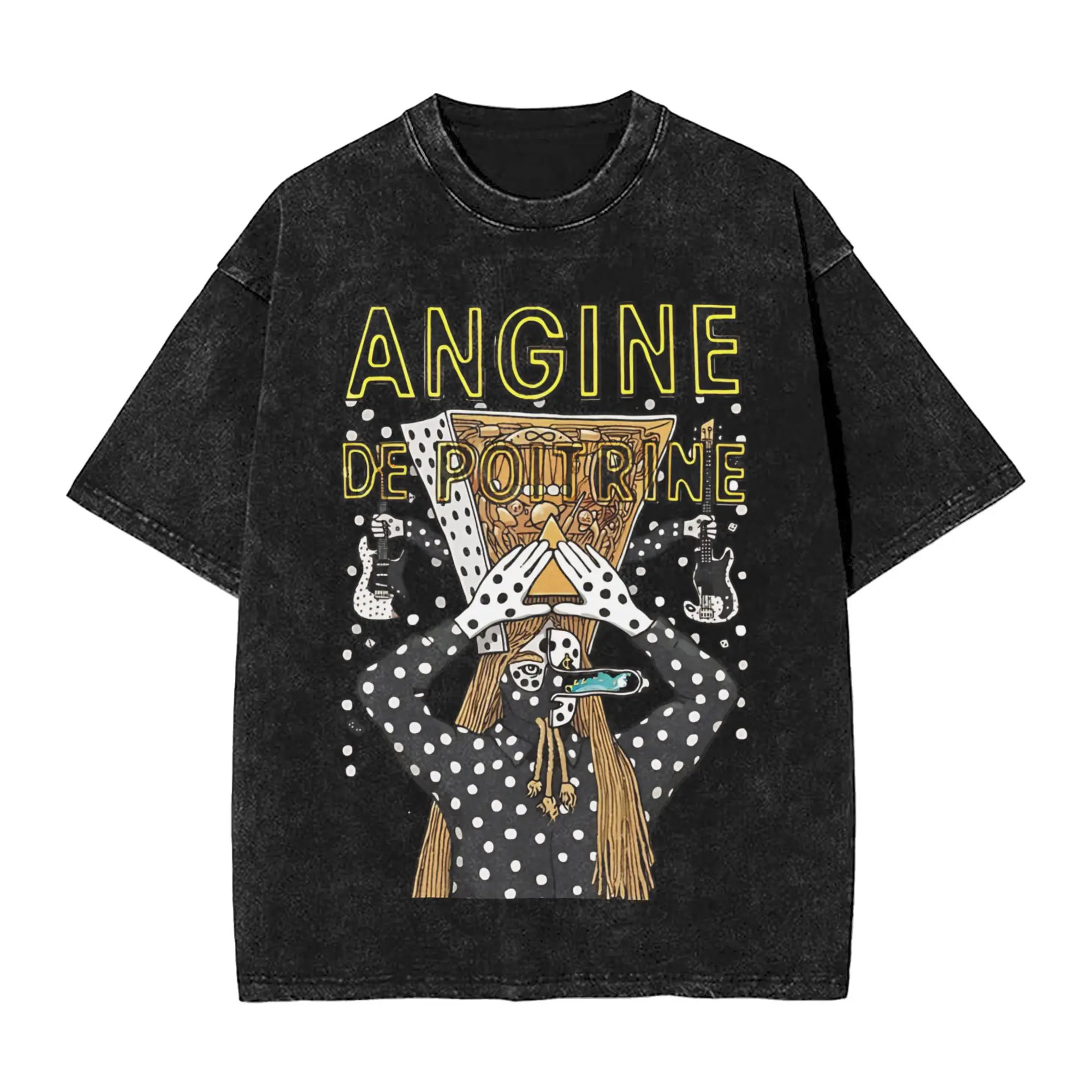 Angine de Poitrine Guitarist Cutaway  T Shirts Washed 100% Cotton Harajuku T-Shirt for Men Women Tops Streetwear Summer Tees