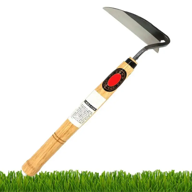 

Grass Sickle Steel Cutter Hand Hoe Wood Handle For Weeding Soil Loosening Digging Multi Use Planting Accessories for garden