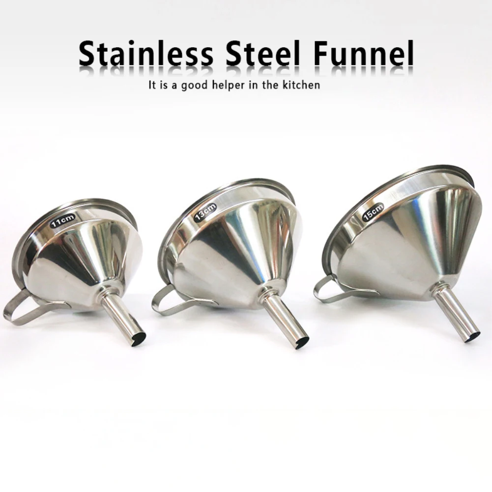 Stainless Steel Funnel Kitchen Oil Liquid Funnel Metal Funnel Filter Wide Mouth Funnel For Canning Home Kitchen Tools