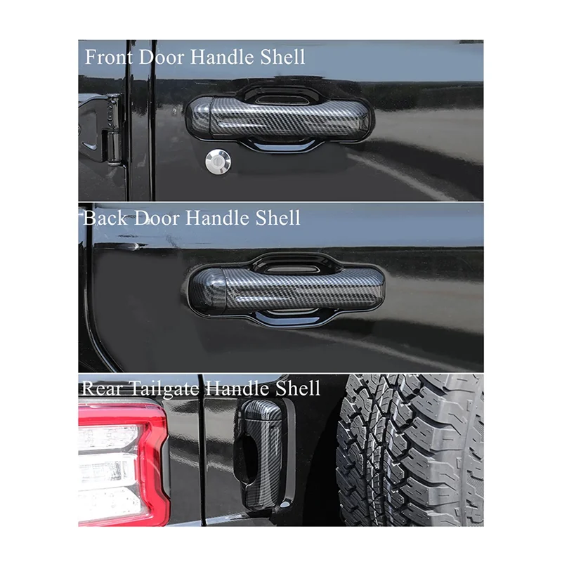 

H5-Side Door Grab Handle Cover Trim Tailgate Handle Stickers For Jeep Wrangler JL 18-23 Exterior Door Handles
