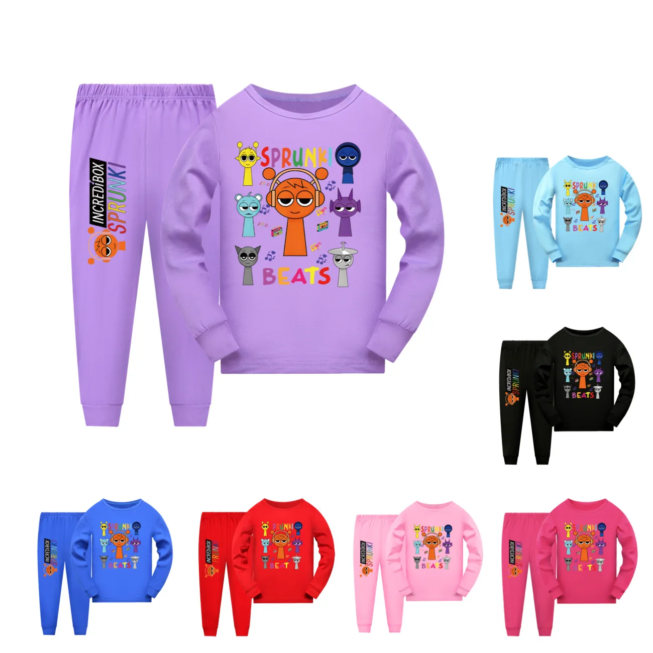 Sprunki Cartoon Children Pajamas Boy Clothes Pants Set Game Incredibox Sleepwear Kids Nightwear For Girls Toddler Outfits Pyjama