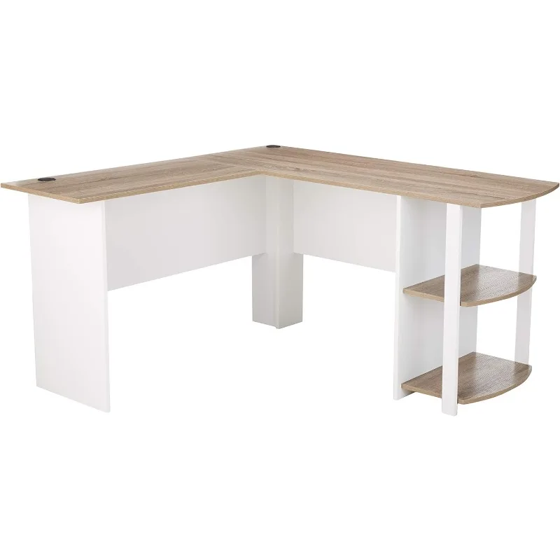 

Dakota L-Shaped Desk with Bookshelves, White/ Sonoma Oak