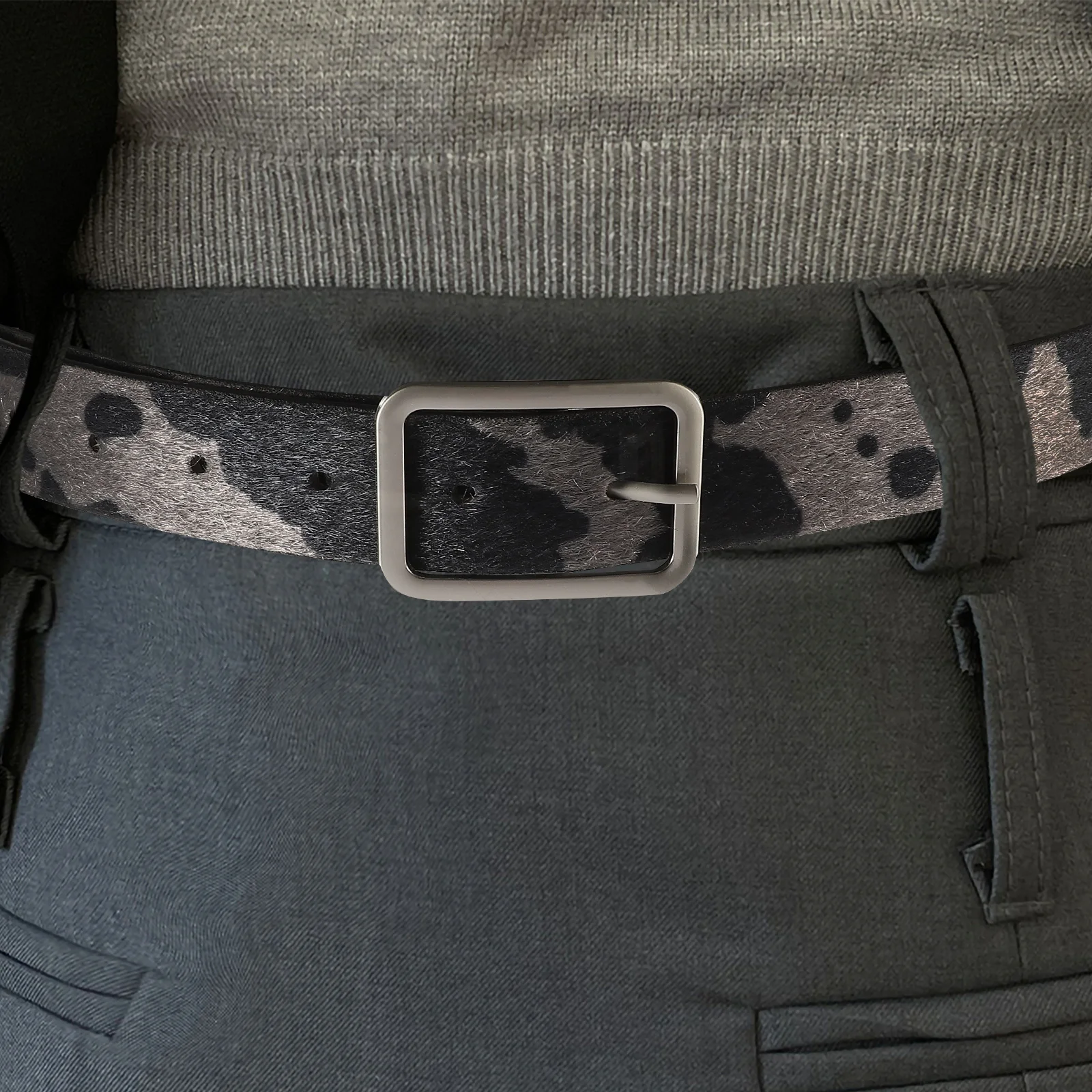 حزام بطبعة بقرة للنساء، حزام خصر من البولي يوريثان قابل للتعديل على الطراز الغربي، حزام جينز مطبوع عليه حيوانات، إكسسوار ملابس غير رسمية #2