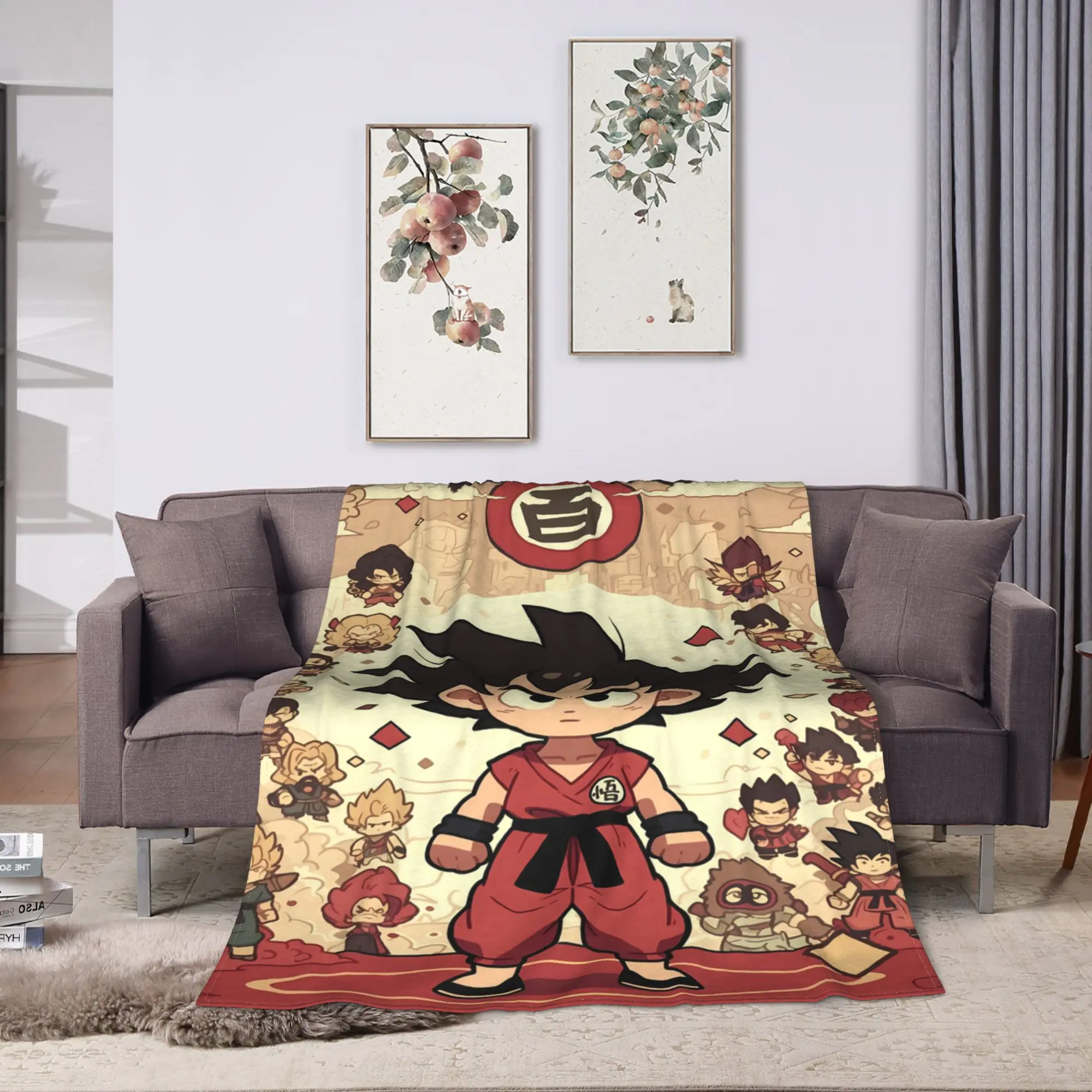 Warm Blanket Girls Boys Pink Background Goku D-Dragon B-Ball Throw Blanket  Flannel Bedspread For Couch Chair Sofa Bed Cover
