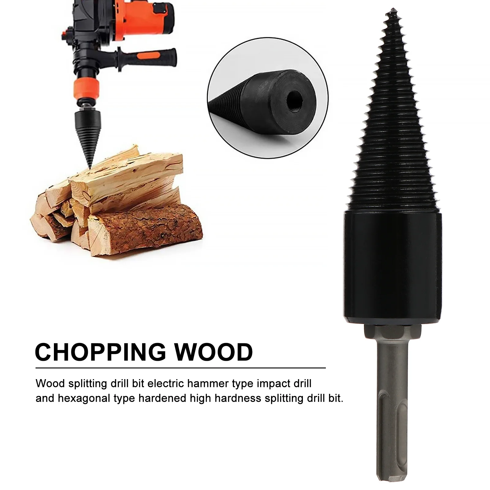 

1 set High Speed Steel Wood Splitting Drill Bit Set Electric Drill Attachment Cone Bit Firewood Logging Tool Gift