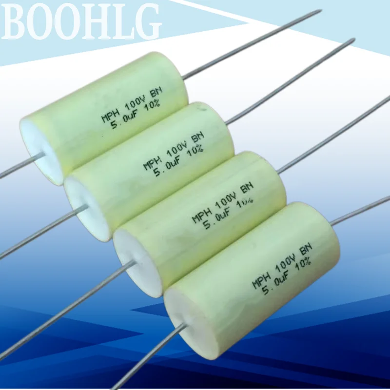 

5PCS ICEL MPH 5UF 100V Fever axial copper pin frequency-dividing polar-free film capacitor