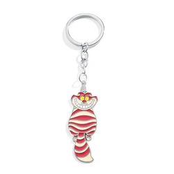 Disney Alice in Wonderland Keychain Cute Cheshire Cat Fashion Keychain Cartoon Pendant For Men And Women Jewelry Decoration