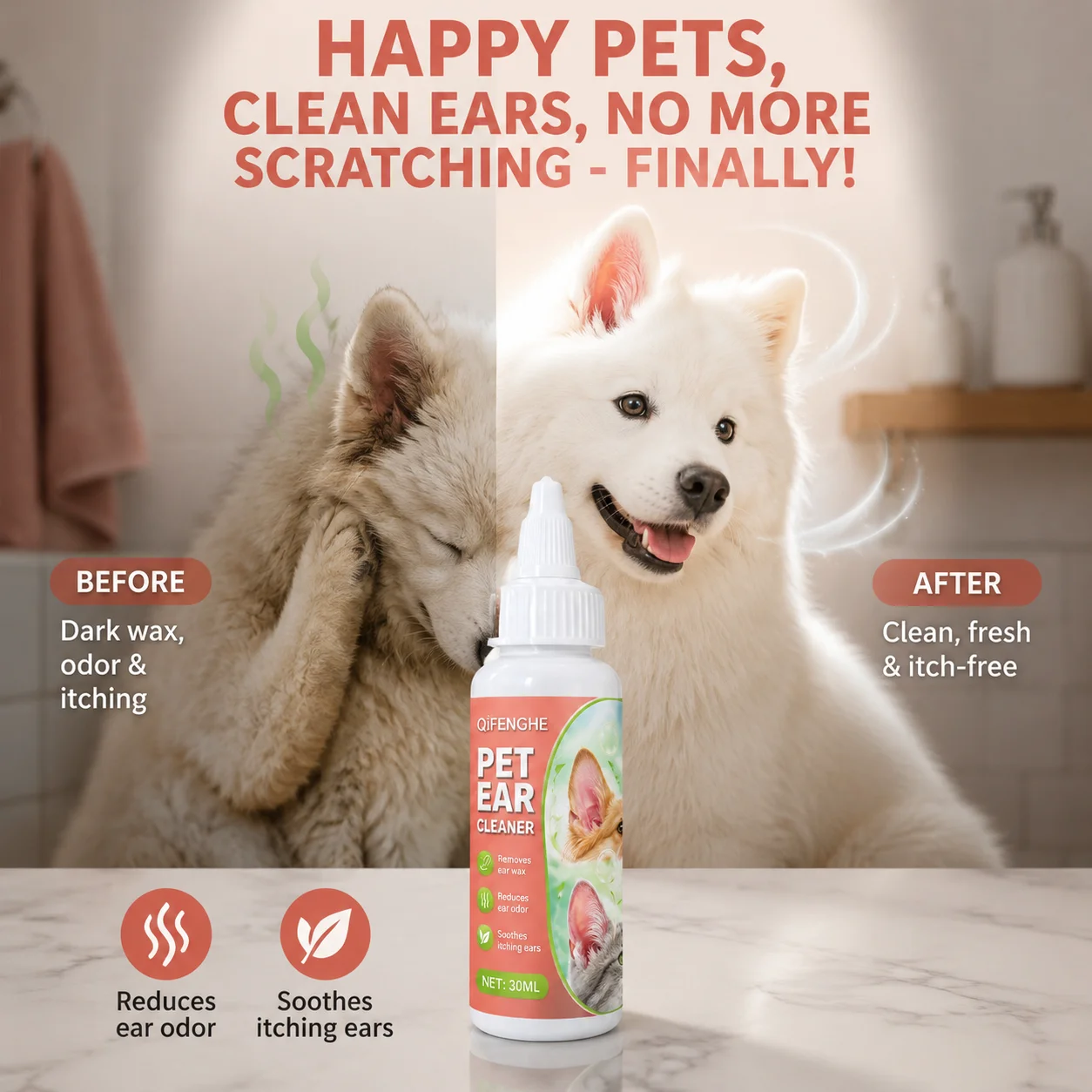 Pet Ear Cleaner - Kojąca mieszanka płynu do czyszczenia uszu