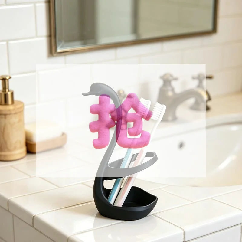 Swan Toothbrush Holder Creative Swan Shape Bathroom Storage Rack Multifunctional Drain Organizer For Bathroom Countertop