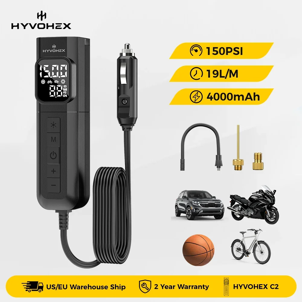 C1 Portable Air Compressor Wired Fast Inflation Tire Inflator Pump for Car Motorcycle Bicycle - 100% Duty Cycle
