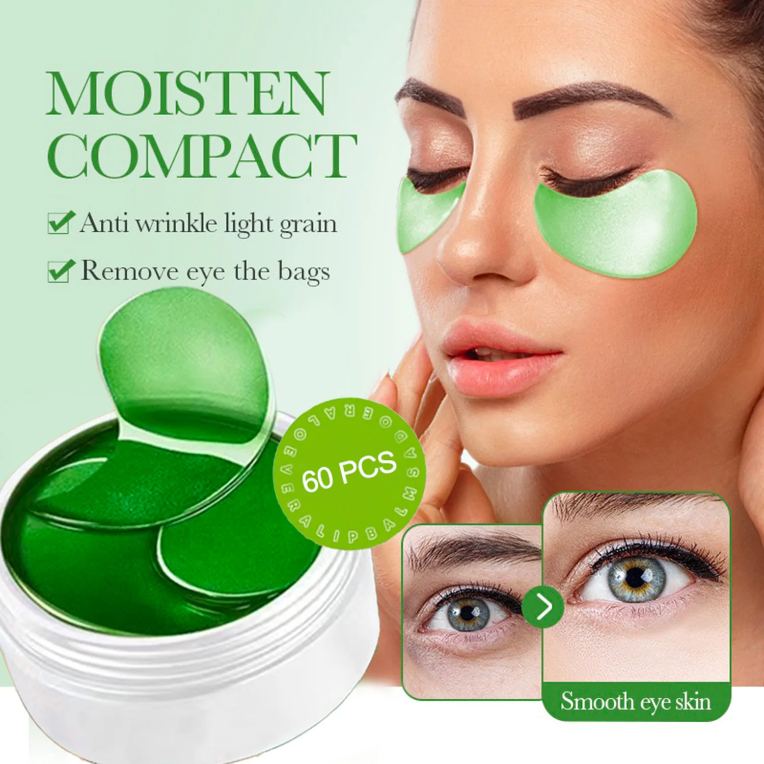 Moisturizing Eye Patches for Puffy Eyes Remove Dark Circles Wrinkles Eye Mask 60pcs Anti-Aging Hydrating Collagen Under Eye Pads