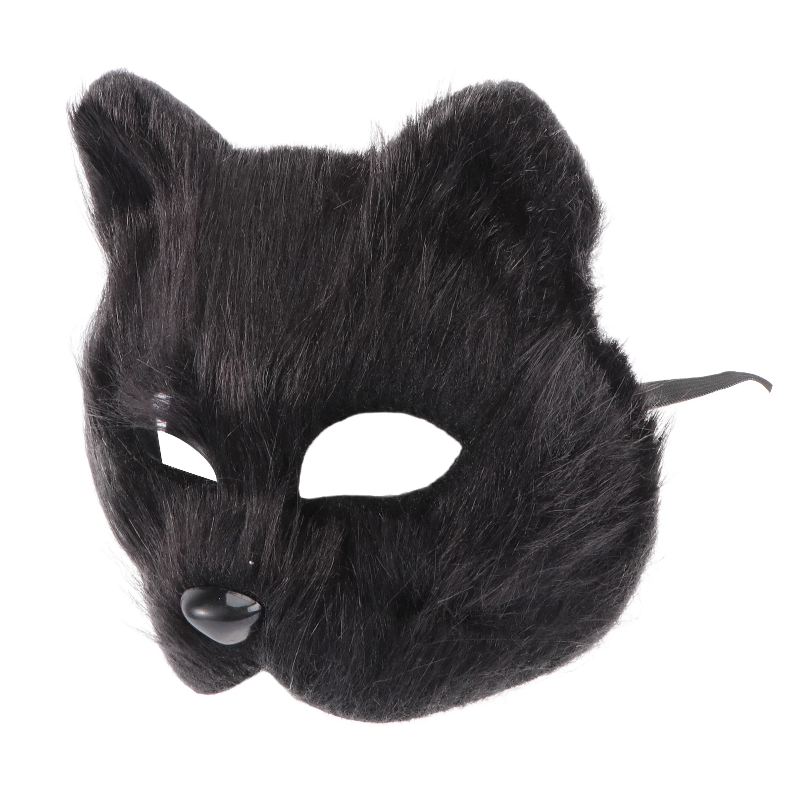 

Fox Mask Half Face Animal Masks for Women Girls Halloween Masquerade Carnival Furry Black with Chain Lightweight Breathing Easy