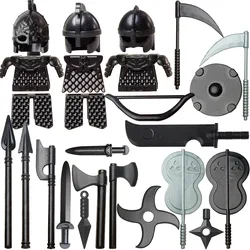 MOC Medieval Military Building Blocks Rohan cavalry Waffen Accessories Knights Soldiers Helmet Armor Spear Sword Sickle Bow Toys
