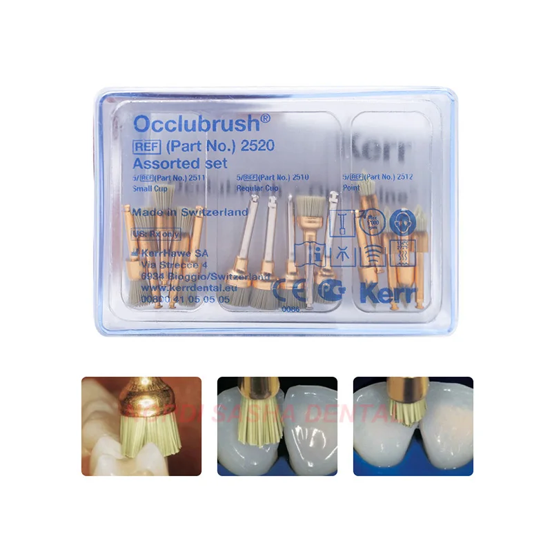 Kerr Occlubrush Polishing Brush Assorted Kit Regular/Small Cup Point Dental Polishing Cup Bowl-shaped for Low Speed Handpiece