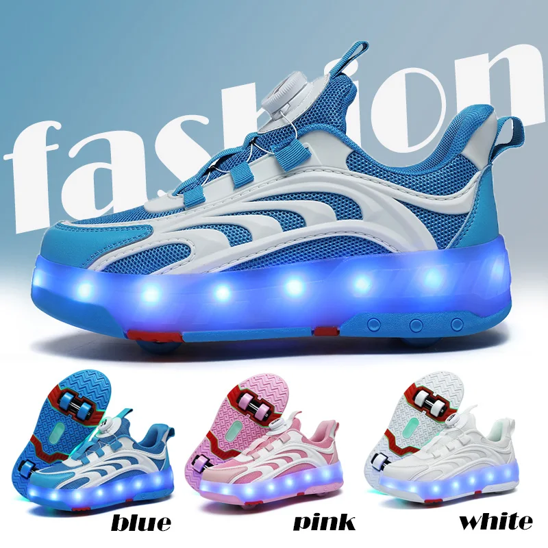 

Kids Deformation Parkour Runaway Detachable Roller Skate Shoes 4 Wheels Sneakers Outdoor Indoor Sport Shoes for Children