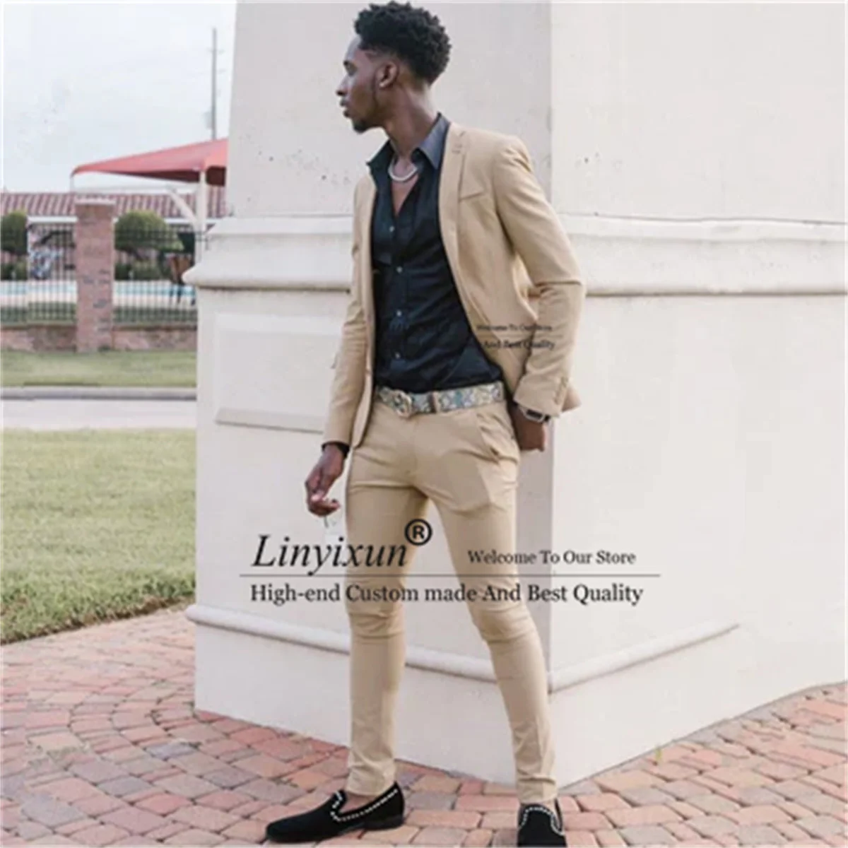 

Formal Business Men Suits Notched Lapel Groom Wedding Tuxedos 2 Pieces Sets Male Prom Blazers Office Outfit trajes para hombre