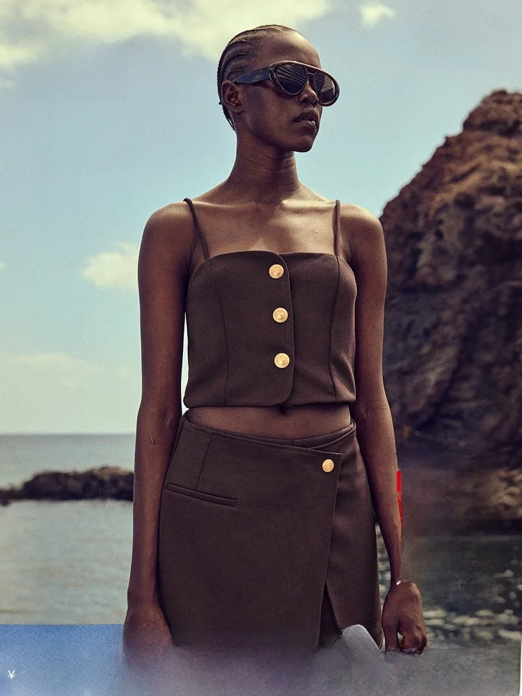 

Весенние модные повседневные двусторонние юбка-шорты H&M, женские брюки с высокой талией, прямые штанины, 95% полиэстер