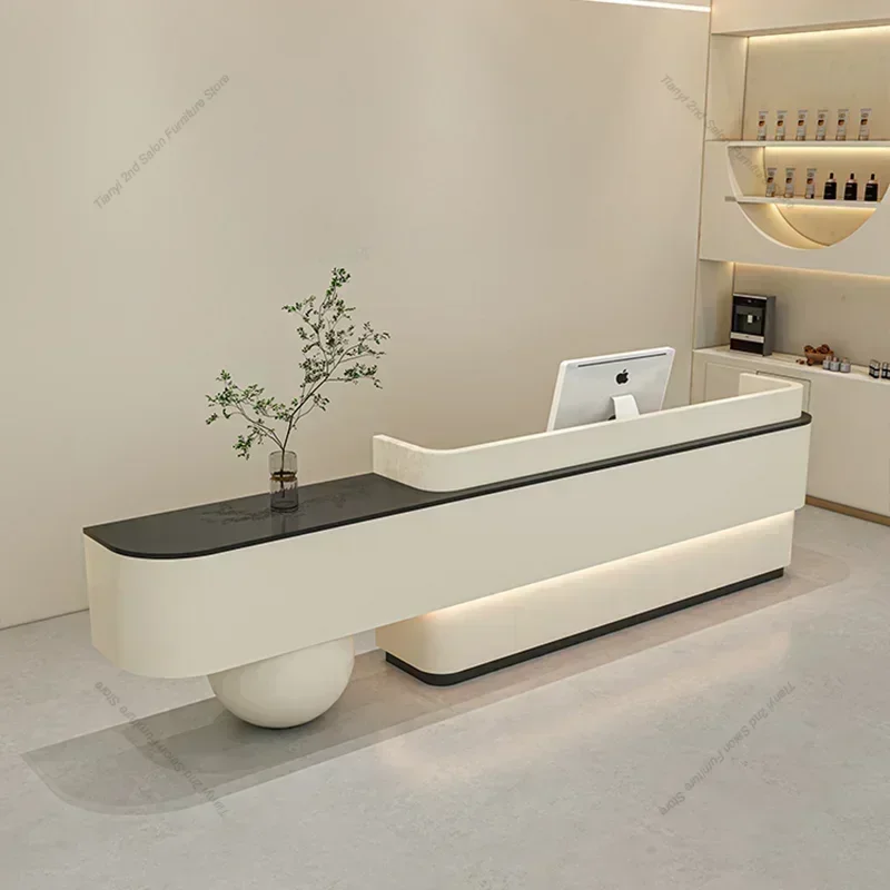 Mostradores de recepción de salón de belleza de estilo italiano Tienda de ropa Mostrador de recepción de diseño moderno Muebles de oficina de lujo Recepciones HBRD