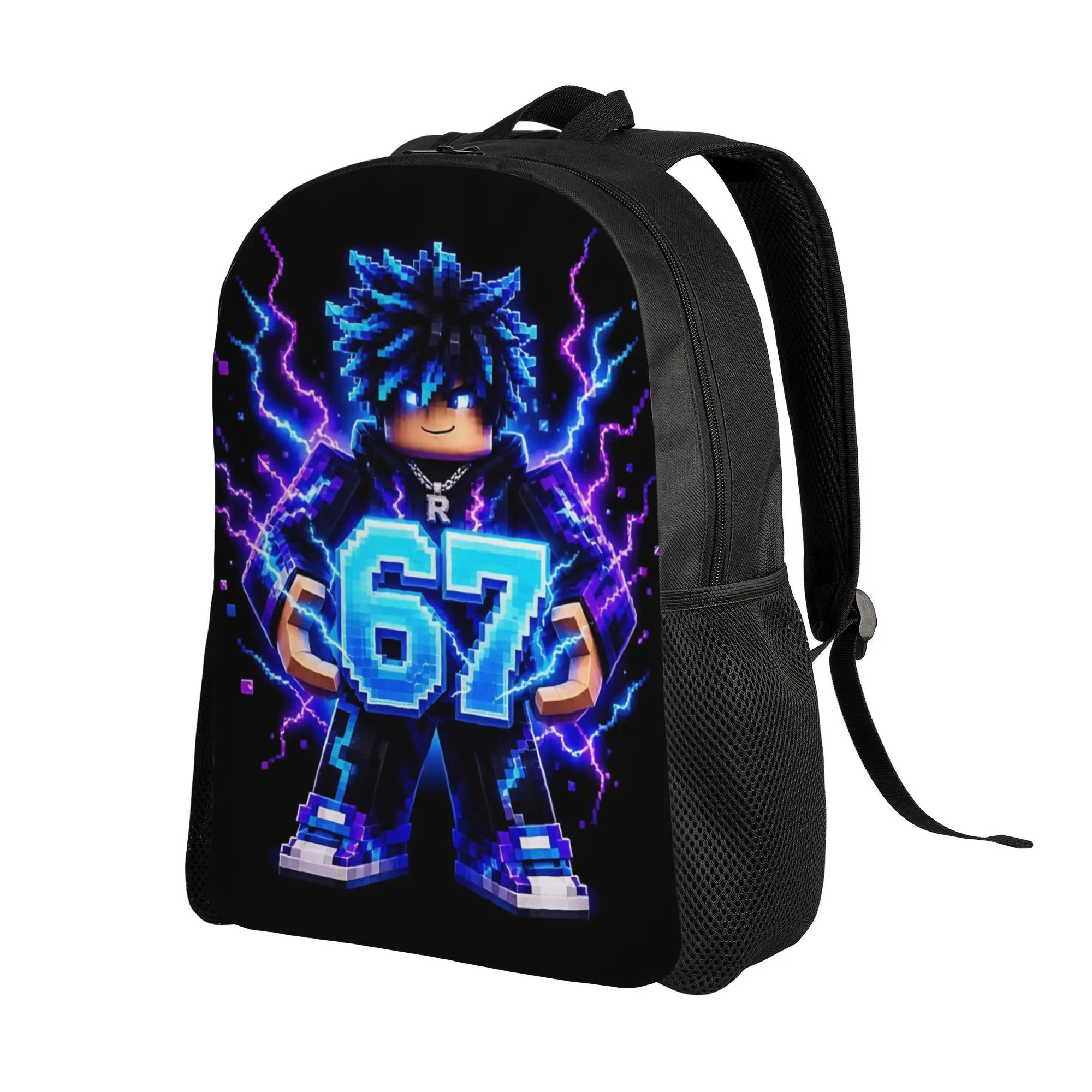 67 Core Blue Gamer Art Fashion Backpack Lightweight High School Hiking Travel Robot Daypack for Men Women Laptop Shoulder Bag