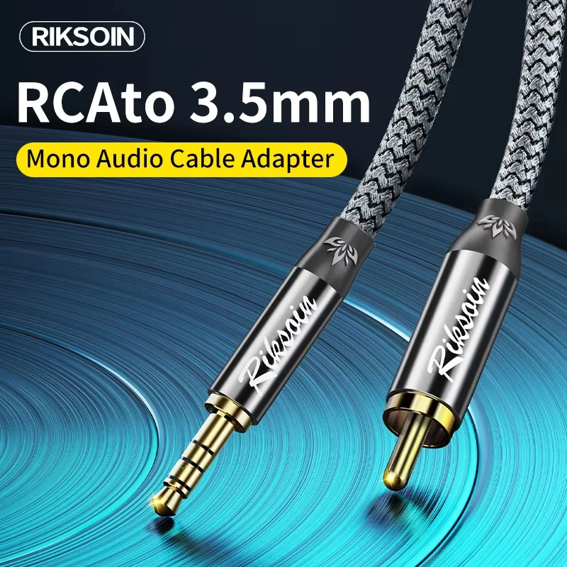 RIKSOIN RCA to 3.5mm Jack Cable, Nylon-Braided RCA Audio Cable, Hi-Fi Audio Aux RCA Cable for Xiaomi TV 1/2/2/2s/3