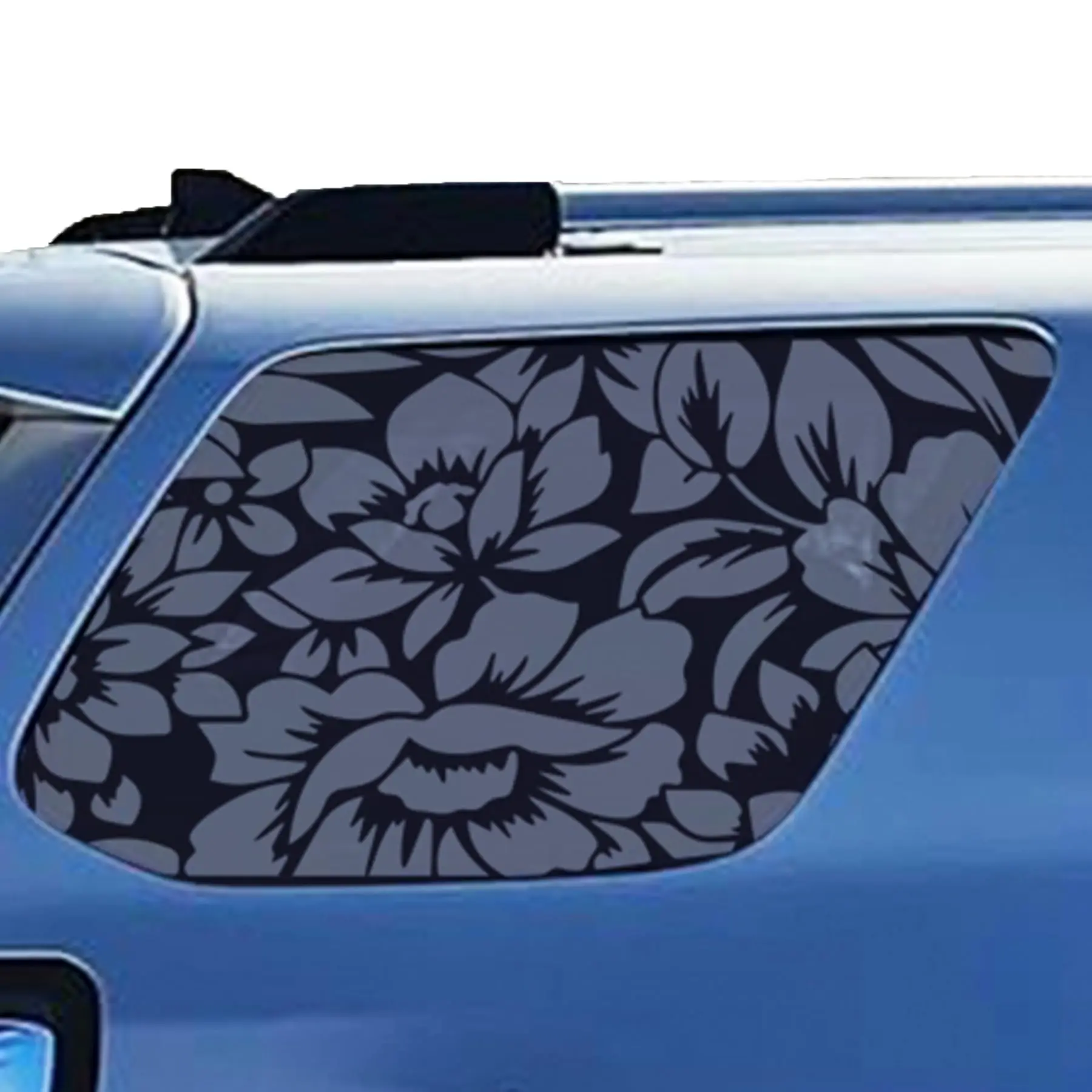 

2PCS 42x100cm Matte Black Floral Vinyl Sticker For Rear Side Window SUV Truck Car