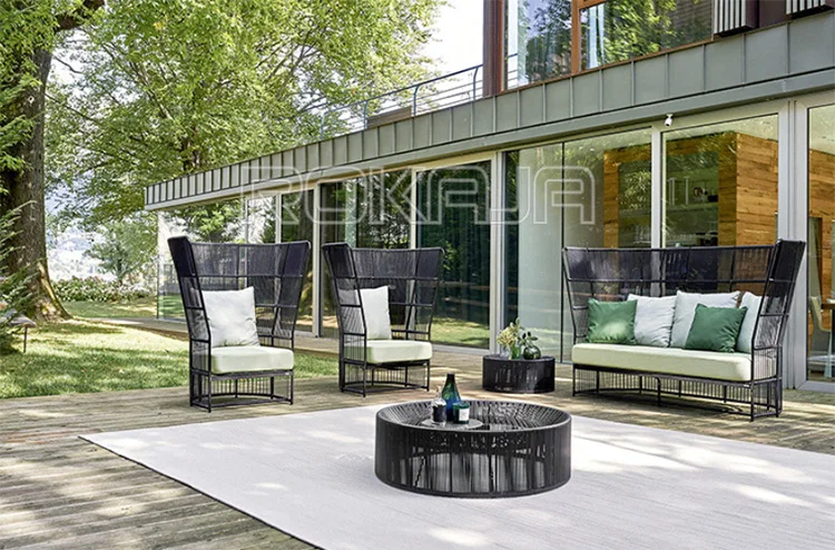 Outdoor Patio Rattan Sofa Set Designs Woven Rope Furniture Rope Chairs Rattan Wicker Garden Furniture