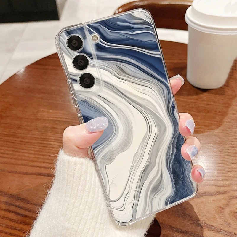 Clear Marble Pattern Phone Case For Samsung Galaxy A57 A27 A37 A17 A16 A56 A36 A26 A15 A55 A54 5G S26 S24 S23 Ultra S25 FE Cover