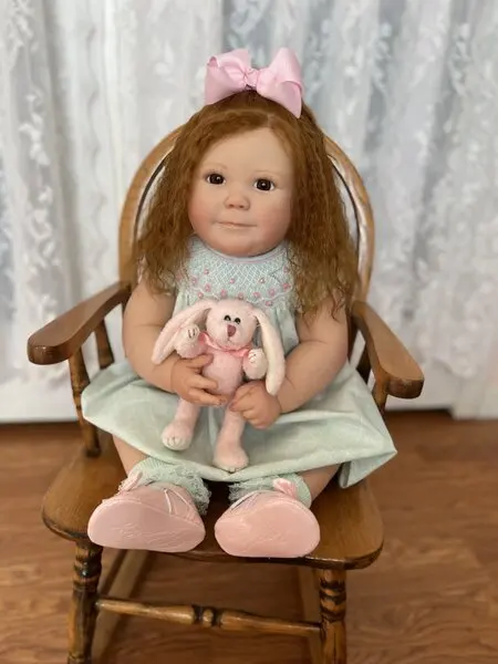 

Artist Made 25inch Reborn Baby June Awake With Hand-Rooted Hair Already Finished Doll Huge Baby Customized Doll