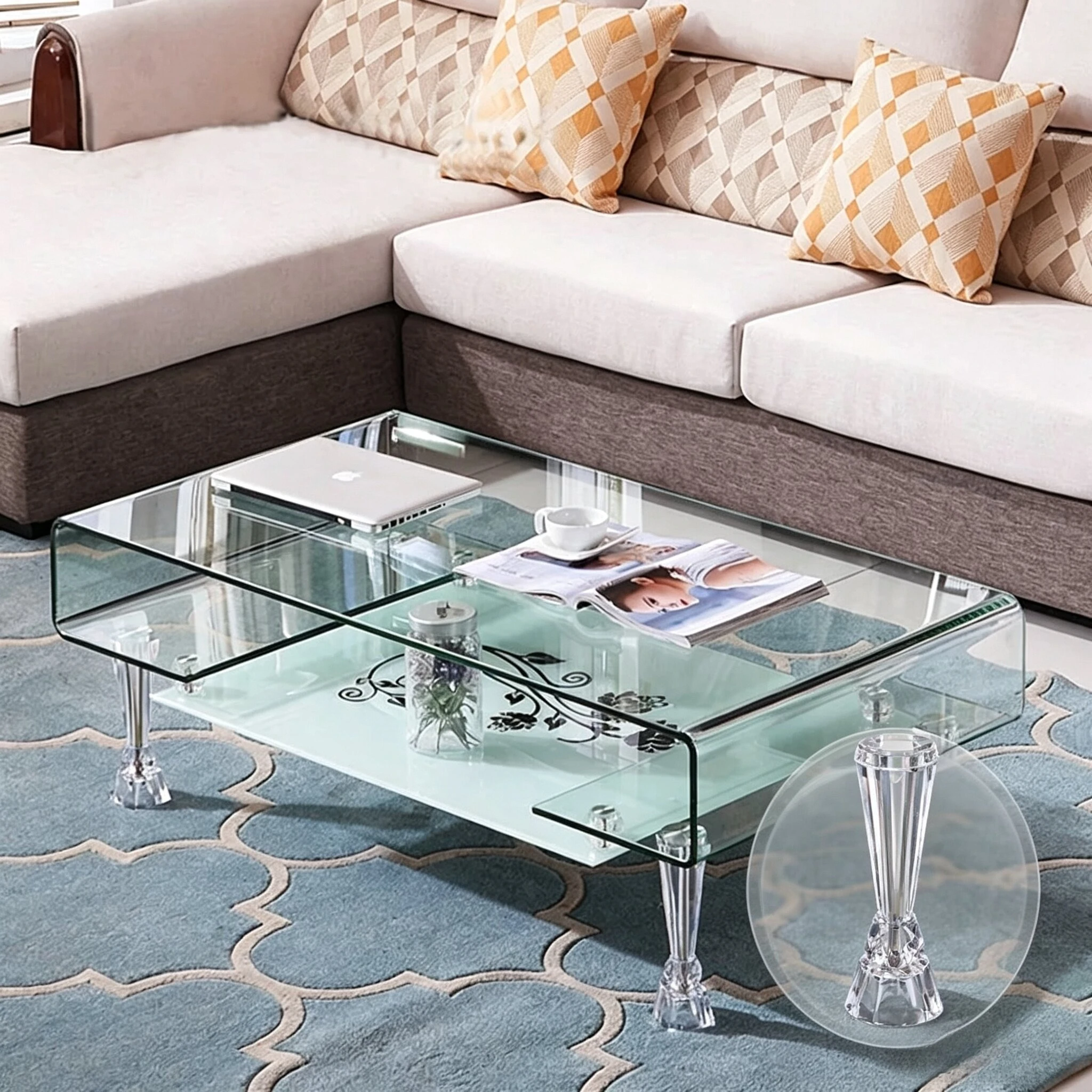 4pcs Acrylic Crystal cabinet Glass Tea TV Cabinet Feet Coffee Table Support Legs Furniture feet