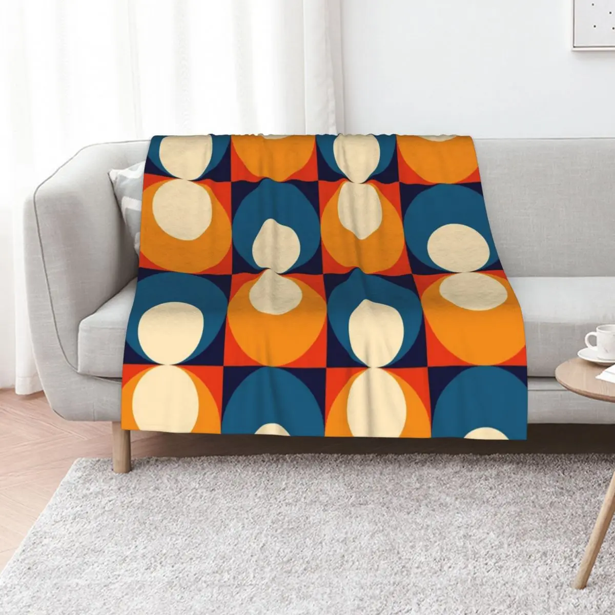 mid century seventies geometrical pattern Throw Blanket Nap Vintage for babies Luxury sofa bed Thin Blankets