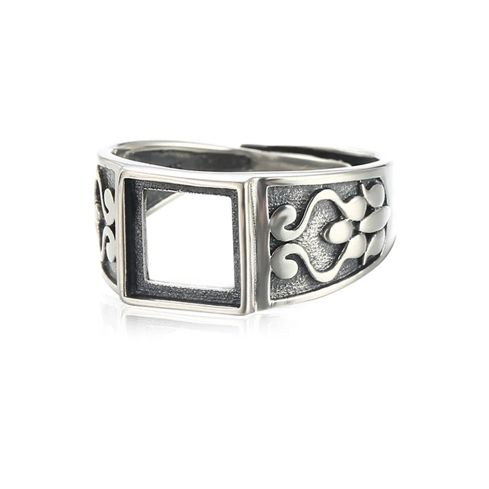 Ring Blank (8x8mm Square Blank) Adjustable Thai Sterling Silver Ring Base Square Cabochon Ring Setting R1334B