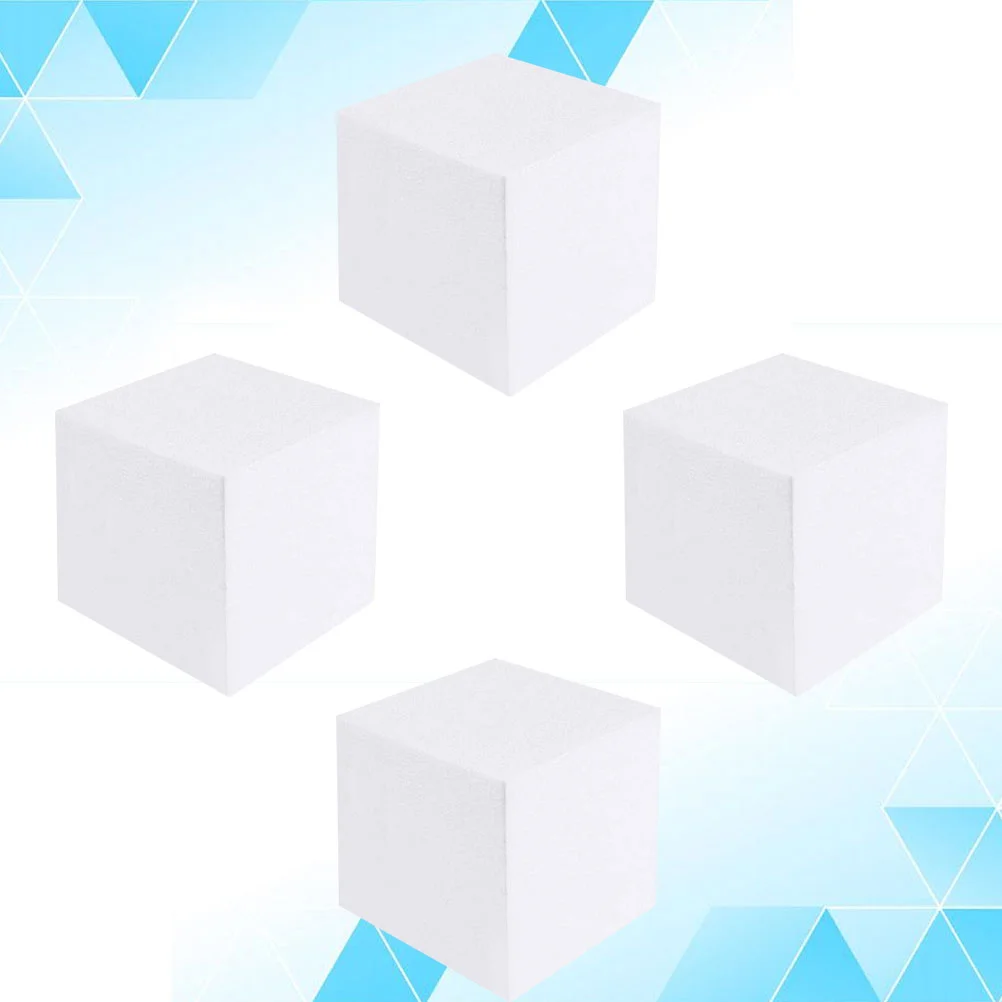 4 Pcs White Square Foam Bricks Polystyrene Cubes Baking Molds Cake Practice Mould Tools Fondant Child