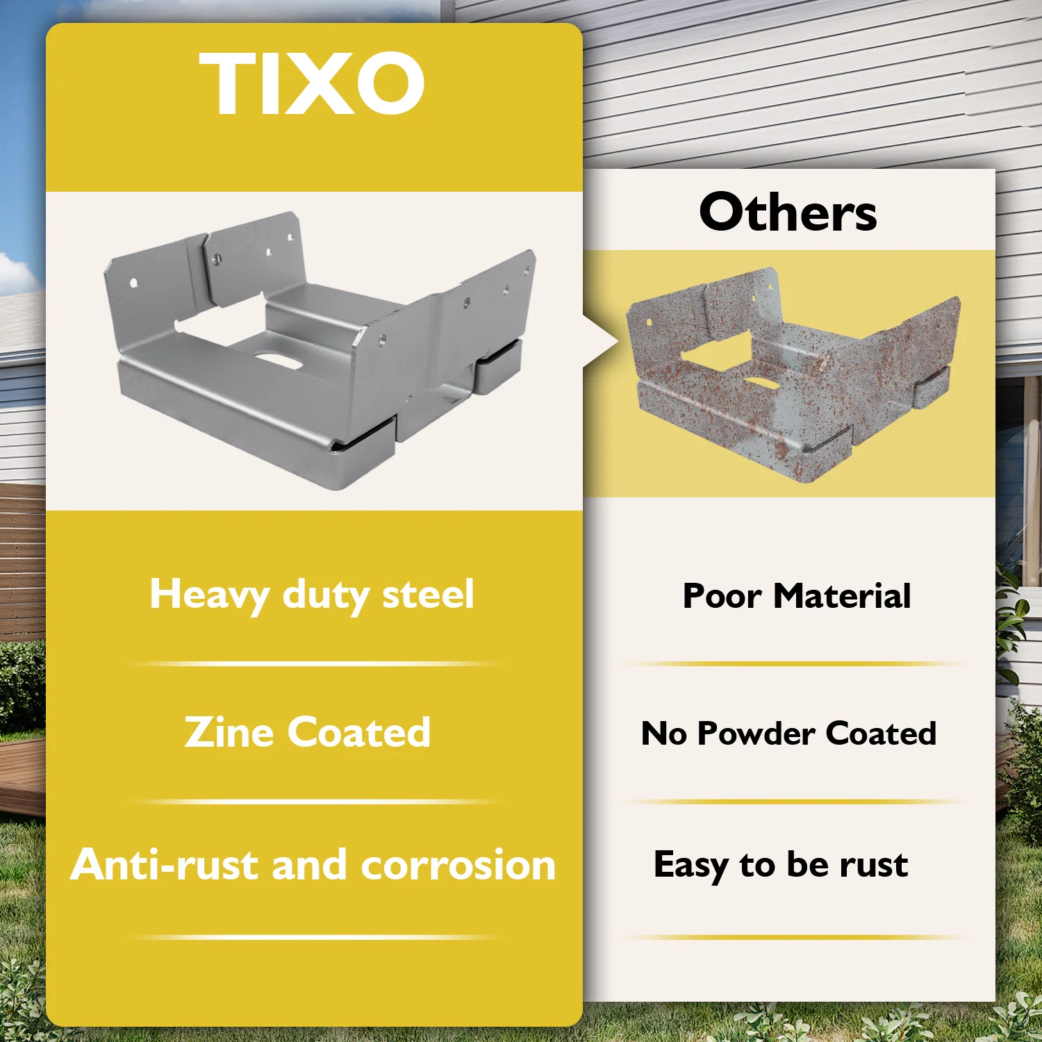 4PACK 8x8 Post Base Anchor Concrete Deck Adjustable Metal Post Bracket Post Base