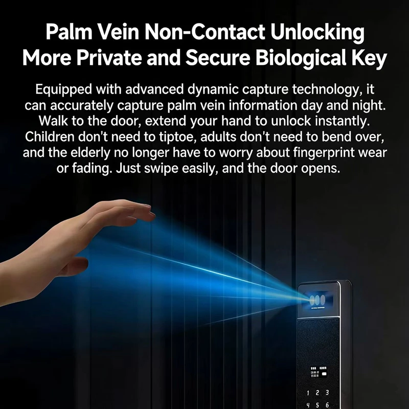 Sharp S5-FV Fully Automatic Smart Lock Face Recognition，Palm Vein，Fingerprint，Password Unlock for Home Security Doorlock view 2